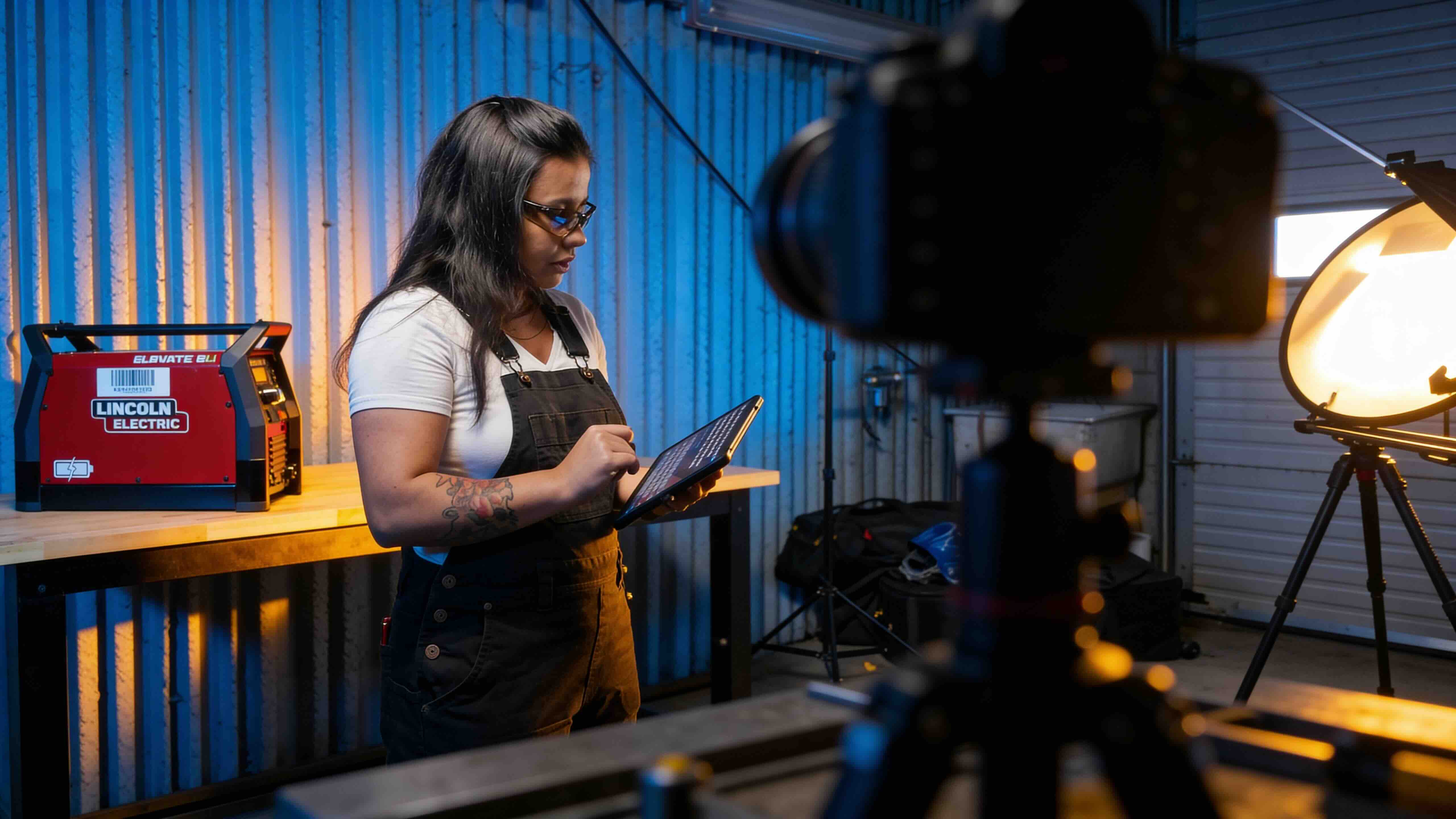 Hammer Media on-location setup — Red-D-Arc industrial production, Ontario